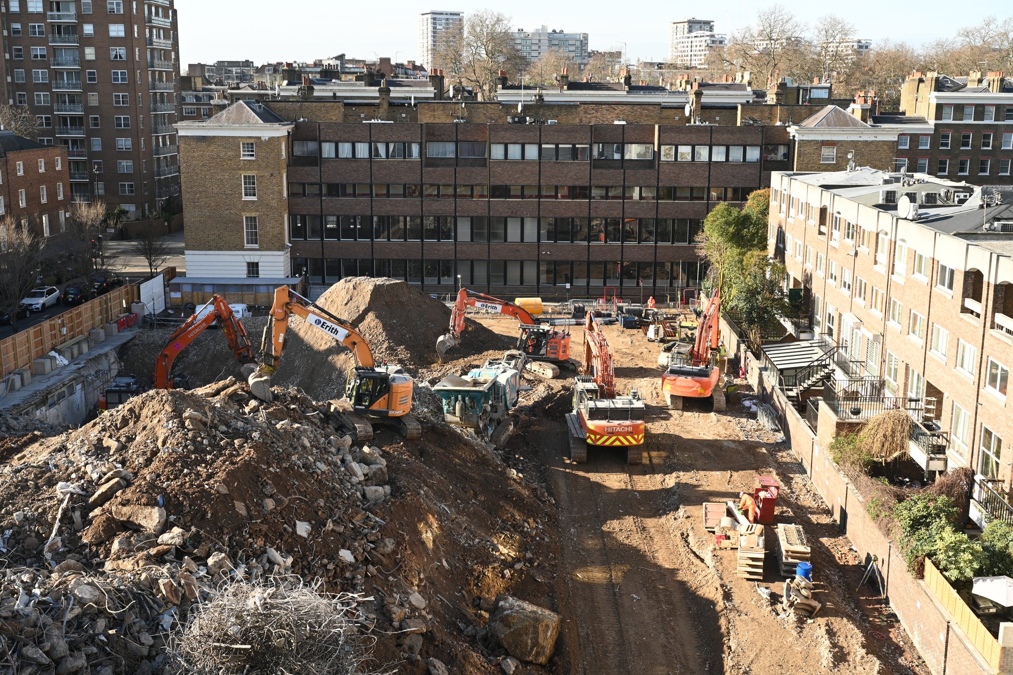 A London demolition site seen from above